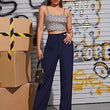 Women Solid Blend Navy Blue Trousers