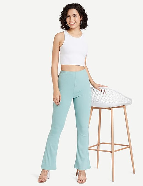 Women Casual Formal Light Teal Trouser