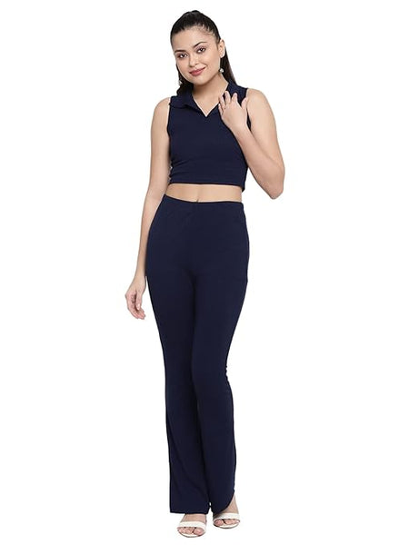 Women Casual Formal Dark Blue Trouser