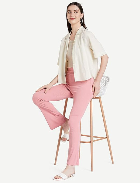 Women Casual Formal Peach Trouser