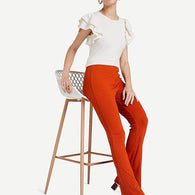 Women Casual Formal Orange Trouser