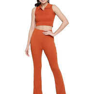 Women Casual Formal Rust Orange Trouser