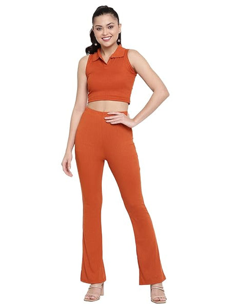 Women Casual Formal Rust Orange Trouser