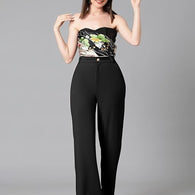 Women's High Rise Jade Black Cotton Fit Trousers