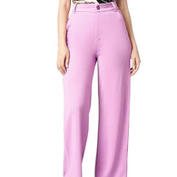 Women's High Rise Lavender Cotton Fit Trousers