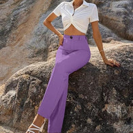 Women Bell Bottom Lavender Trousers