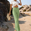 Women Bell Bottom Light Green Trousers