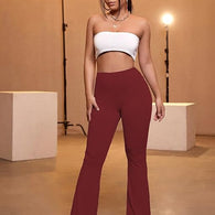 Women Stretchy Yoga Dress Maroon Trouser