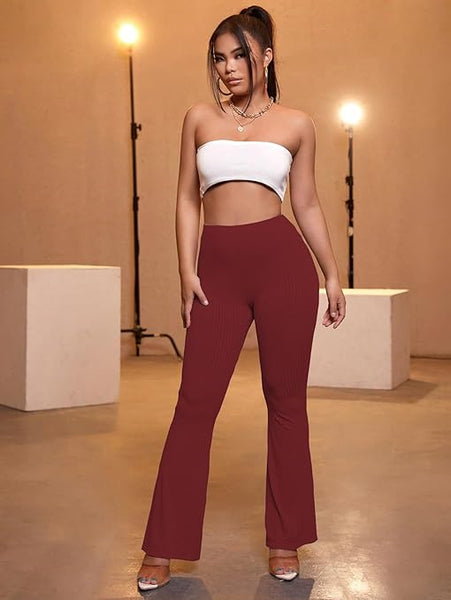 Women Stretchy Yoga Dress Maroon Trouser