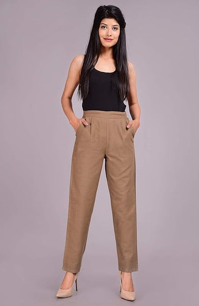 Women Casual Formal Brown Trouser