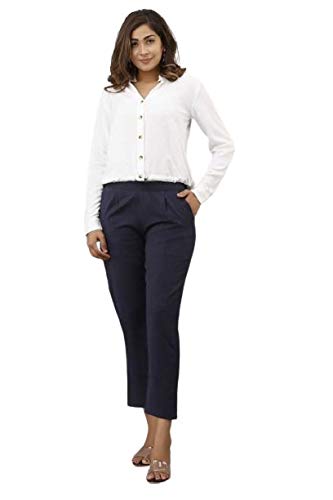 Women Casual Formal Navy Blue Trouser