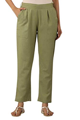 Women Casual Formal Olive Trouser