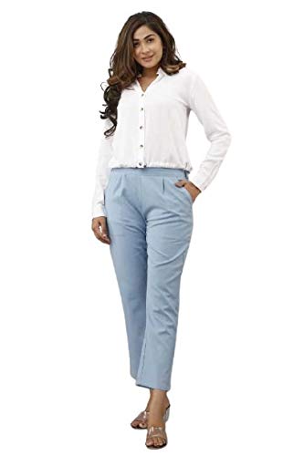 Women Casual Formal Sky Blue Trouser