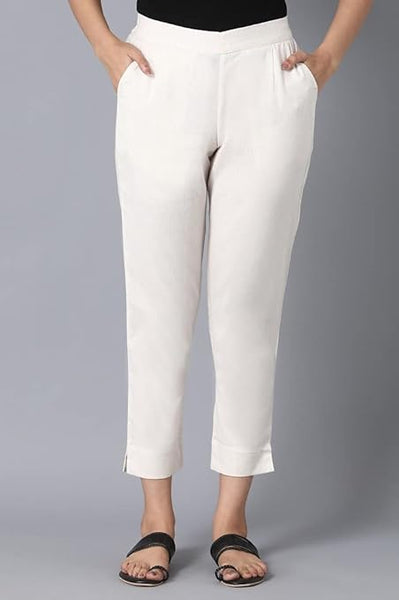 Women Casual Formal White Trouser