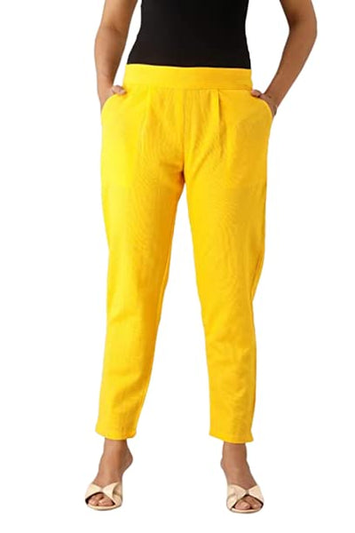 Women Casual Formal Yellow Trouser