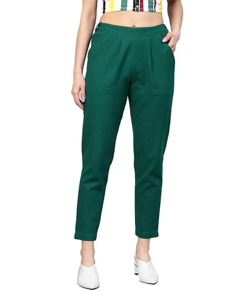 Women Casual Formal Green Trouser