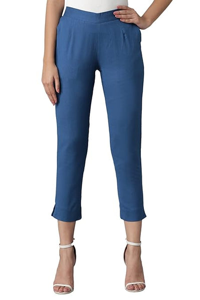 Women Casual Formal Teal Blue Trouser