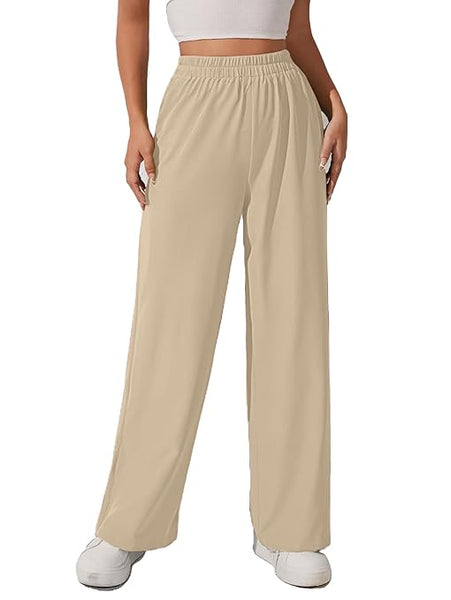 Women & Girls Wide Leg Korean Beige Trousers