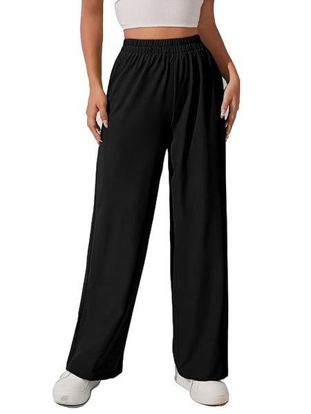 Women & Girls Wide Leg Korean Black Trousers