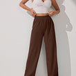 Women & Girls Wide Leg Korean Brown Trousers