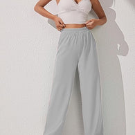 Women & Girls Wide Leg Korean Grey Trousers