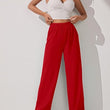 Women & Girls Wide Leg Korean Red Trousers