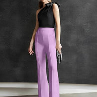 Women High-Waisted Lavender Trousers