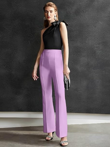 Women High-Waisted Lavender Trousers