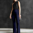 Women High-Waisted Navy Blue Trousers