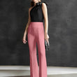 Women High-Waisted Peach Trousers