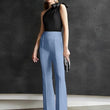 Women High-Waisted Sky Blue Trousers