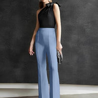 Women High-Waisted Sky Blue Trousers