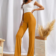 Women Bell Bottom Golden Yellow Trousers