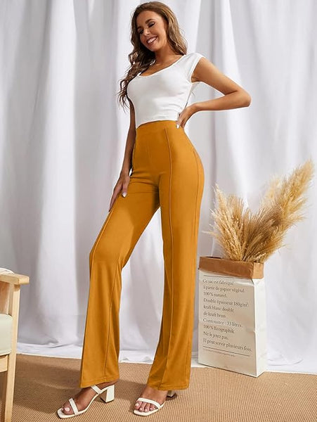 Women Bell Bottom Golden Yellow Trousers