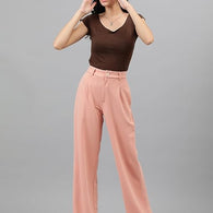 Womens Korean Dusty Pink Trousers