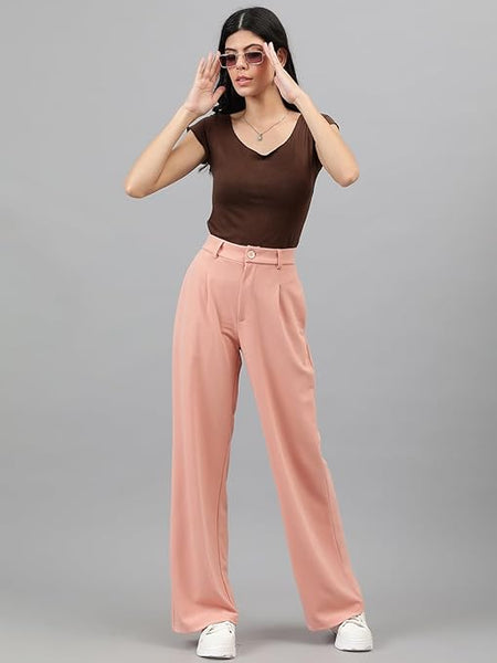 Womens Korean Dusty Pink Trousers