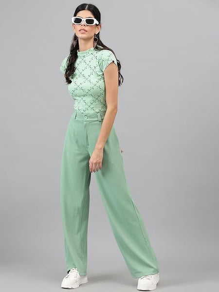 Womens Korean Light Green Trousers