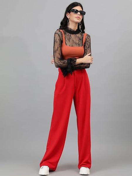 Womens Korean Red Trousers