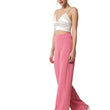 Women Solid Polyester Pink Trouser