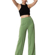 Women Solid Polyester Light Green Trouser