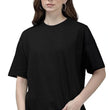 Women Oversized Half Sleeve Black Tshirt