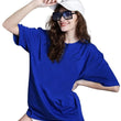 Women Oversized Half Sleeve Blue Tshirt