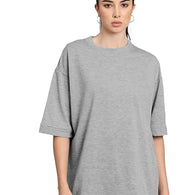 Women Oversized Half Sleeve Grey Tshirt