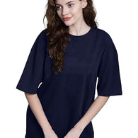 Women Oversized Half Sleeve Navy Tshirt