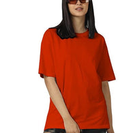 Women Cotton Oversized Orange T-shirt