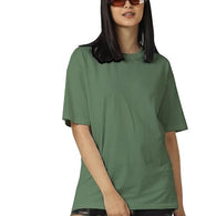 Women Cotton Oversized Pista Green T-shirt