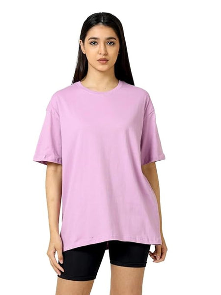 Women Cotton Oversized Purple T-shirt