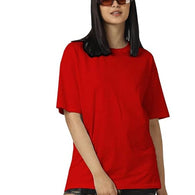 Women Cotton Oversized Red T-shirt