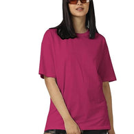 Women Cotton Oversized Dark Pink T-shirt