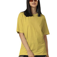 Women Cotton Oversized Yellow T-shirt